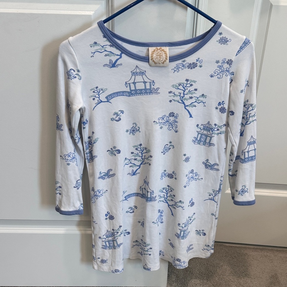 The Beaufort Bonnet Company Blue and White Long Sleeve Tunic Dress